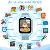 PTHTECHUS 1.54" Smart Watch for Boys Girls Smartwatch for Kids with Dual Camera Games Video MP3 Children Touch Screen Blue