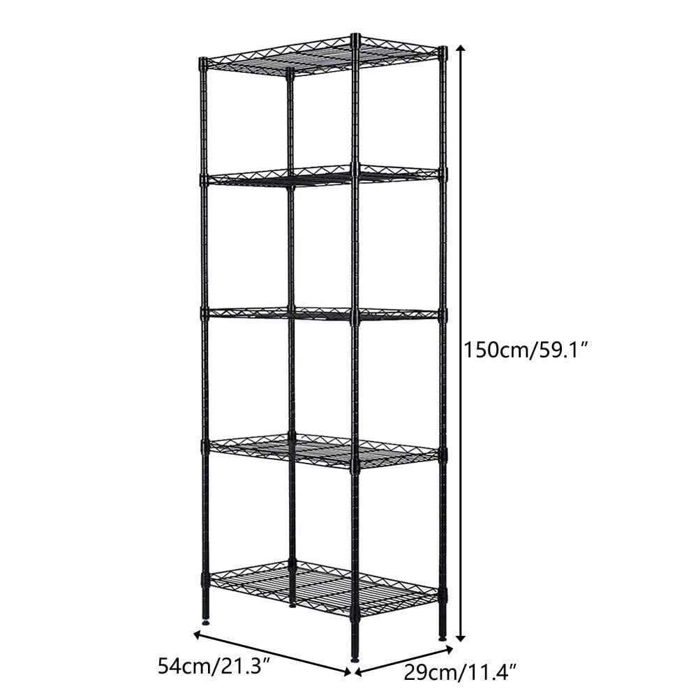 Ktaxon 5 Tier Layer 59"X21"X11.5" Storage Rack, Wire Shelving Adjustable Steel Storage Rack Organizer Kitchen, Black