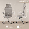 Lioncin Office Chair, High Back Ergonomic Desk Chair, Breathable Mesh Desk Chair with Adjustable Lumbar Support and Headrest, Swivel Task Chair with Flip-Up Armrests,Light Gray