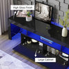 Uhomepro TV Stand for Tvs up to 70", Living Room Entertainment Center with RGB LED Lights and Storage Shelves Furniture, Black High Gloss TV Cabinet Console Table