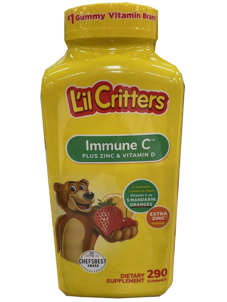 L'Il Critter Kids' Immune C plus Zinc and Vitamin D, (290 Ct.)