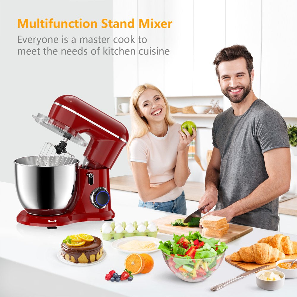 Samsaimo Stand Mixer,6.5-Qt 660W 10-Speed Tilt-Head Food Mixer, Kitchen Electric Mixer with Bowl, Dough Hook, Beater, Whisk for Most Home Cooks, (6.5QT, Empire Red）