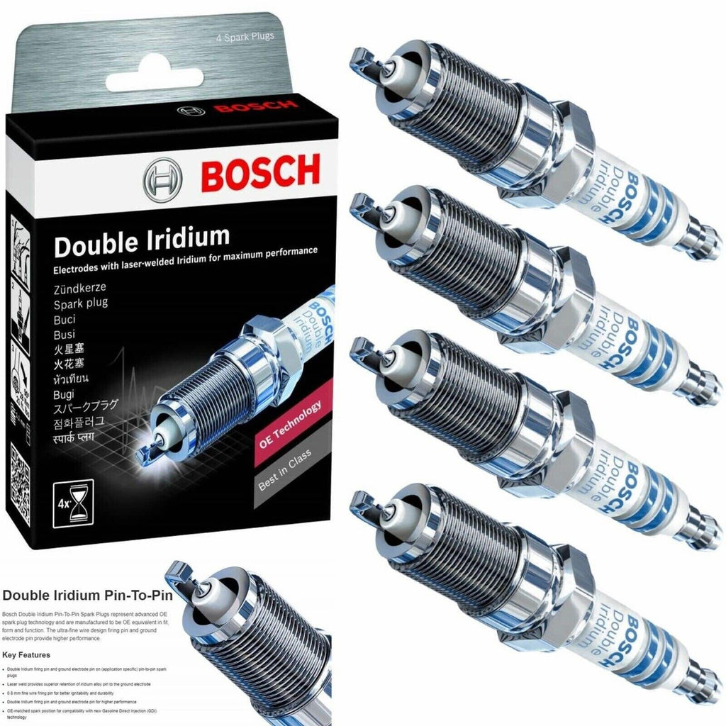 4 Spark Plugs OE Fine Wire Double Iridium Bosch 9625 for Hyundai Kia Gap Pre Set