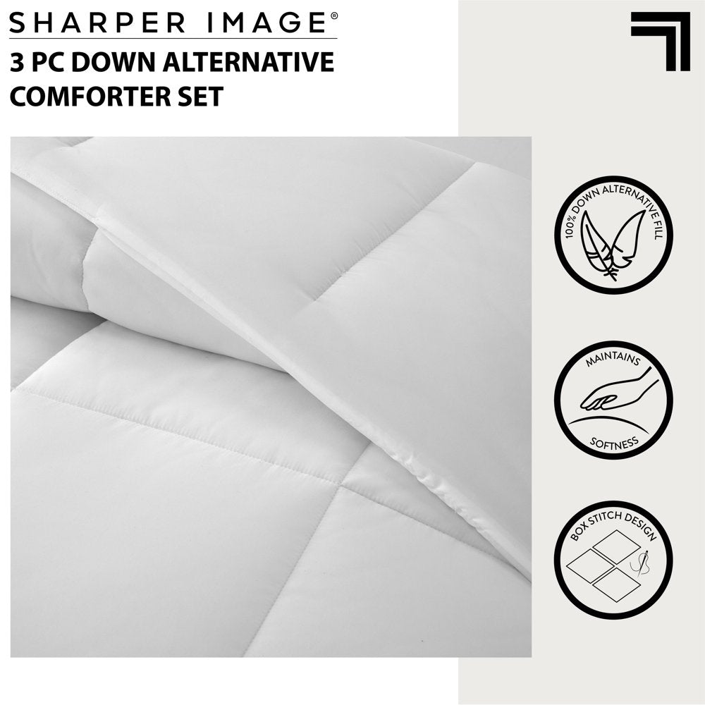 Sharper Image 3-Piece White down Alternative Comforter Set, Full