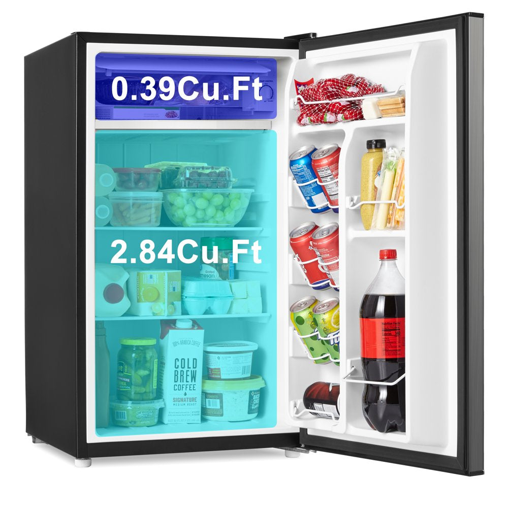 Galanz 3.3 Cu Ft One Door Mini Fridge, Estar, Stainless Steel Look