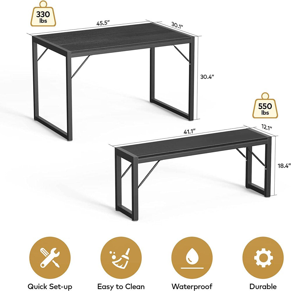 Lofka Kitchen Table and Chairs for 4 with 45.5" Modern Dining Table Set for 4, Dinette Set Black