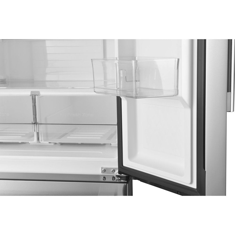 Galanz 16 Cu. Ft. 3-Door French Door Refrigerator with Ice Maker, Stainless Steel, 28.35"W Condition, New