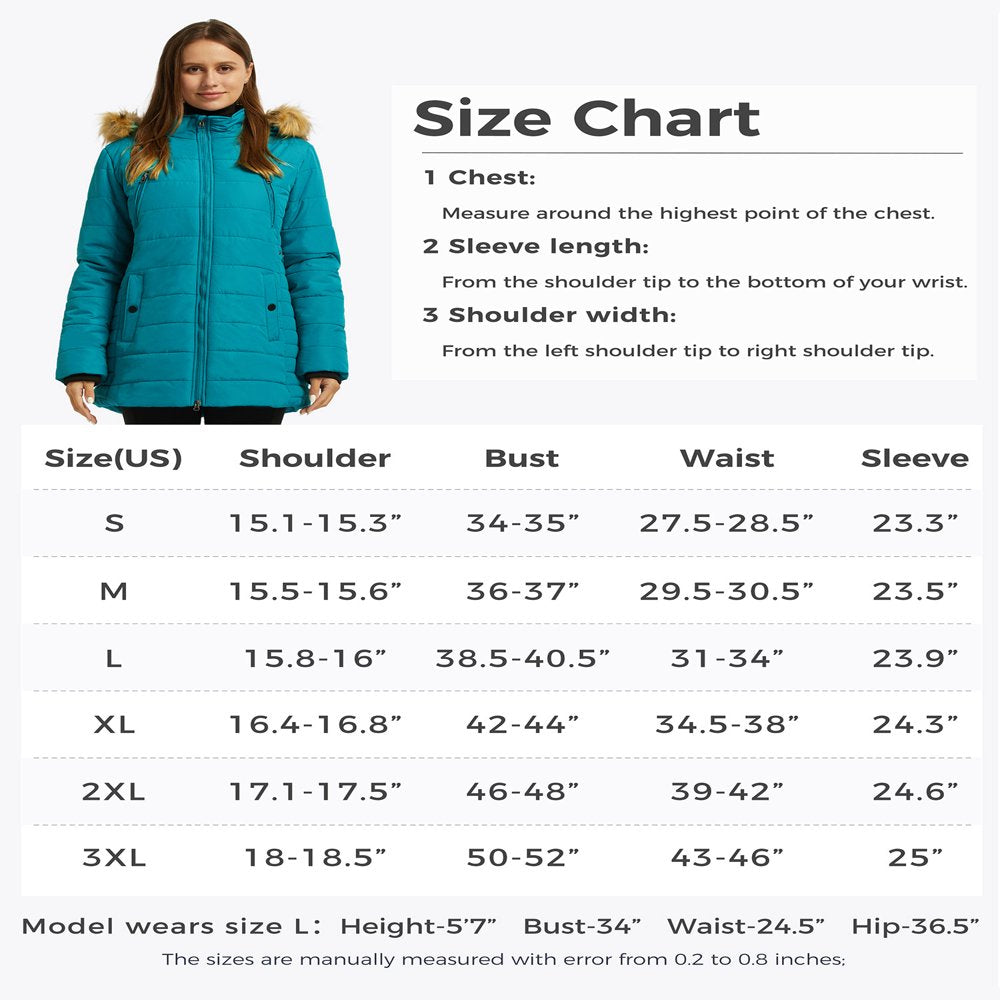 Wantdo Women'S Puffer Jackets Insulated Winter Coat Thicken Outwear Puffer Coats Teal Blue S