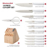 Kitchenaid Classic Japanese Steel 12-Piece Knife Block Set with Built-In Knife Sharpener, White