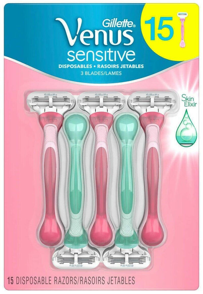 Gillette Venus Sensitive 15 Razors New Free Shipping