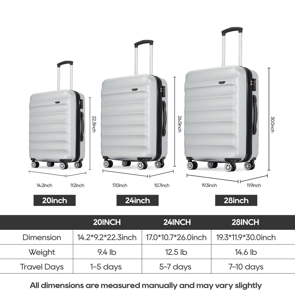 Ginza Travel 28 Inch Hardside Spinner Checked Luggage for Trips Business,Lightweight Suitcase with Wheels,Gray