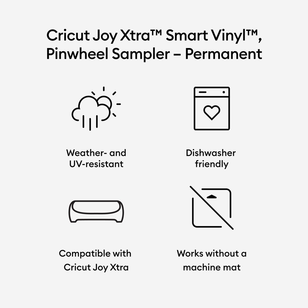 Cricut Joy Xtra Machine with Permanent Smart Vinyl Sampler Packs, Transfer Tape and Tool Set Bundle