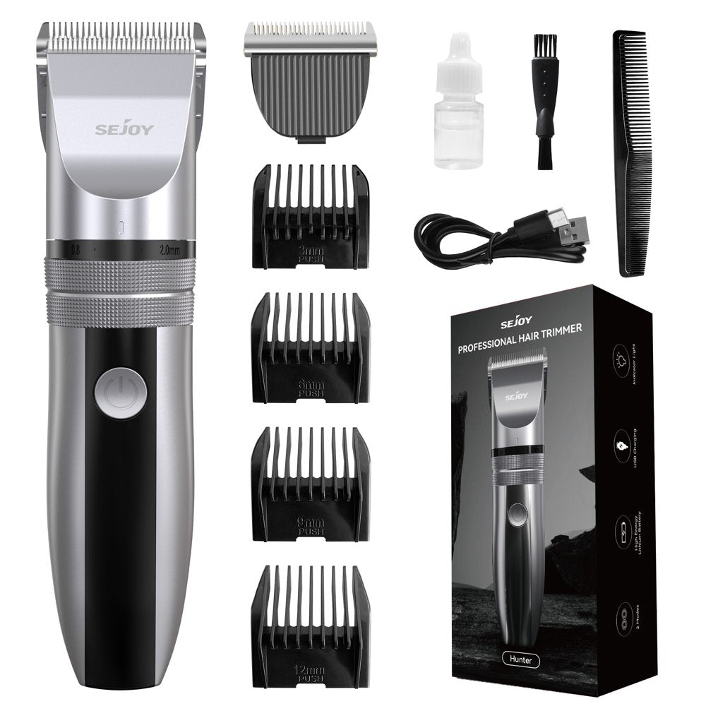 Sejoy Hair Clippers for Men, Cordless Barber Grooming Set Professional Hair Cutting Kit,Rechargeable Home Haircut,Gray