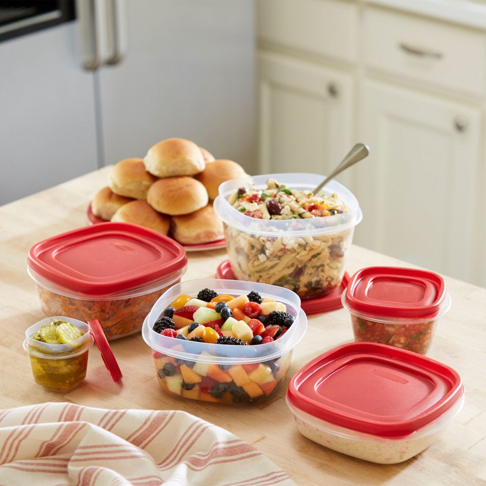 Rubbermaid Easy Find Vented Lids Food Storage Containers, 38-Piece Set, Red