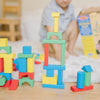 Melissa & Doug Wooden Building Blocks Set - 100 Blocks in 4 Colors and 9 Shapes - Fsc-Certified Materials