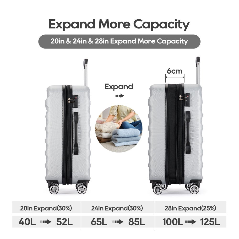 Ginza Travel 28 Inch Hardside Spinner Checked Luggage for Trips Business,Lightweight Suitcase with Wheels,Gray