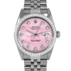 Pre-Owned Rolex 16014 Men'S 36Mm Datejust Wristwatch Pink Mother of Pearl Diamond (3 Year Warranty)