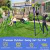 Gymax 5-In-1 Kids Swing Set for Outdoor W/ Heavy Duty Frame Basketball Hoop & Climbing Ladder