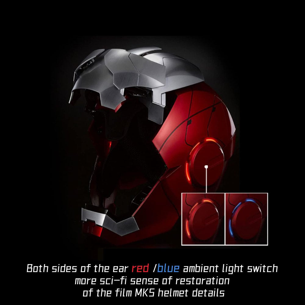 Farontor Iron Man Helmet Electronic Mark 5 Helmet Wearable Iron-Man Mask with Sounds & LED Eyes 1:1 Model