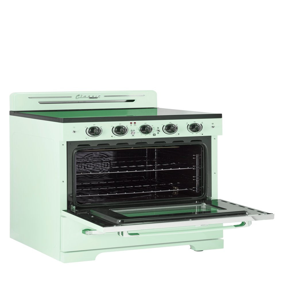 Unique Classic Retro 30" 3.9 Cu/Ft Freestanding 5-Element Electric Range with Convection Oven in Summer Mint Green