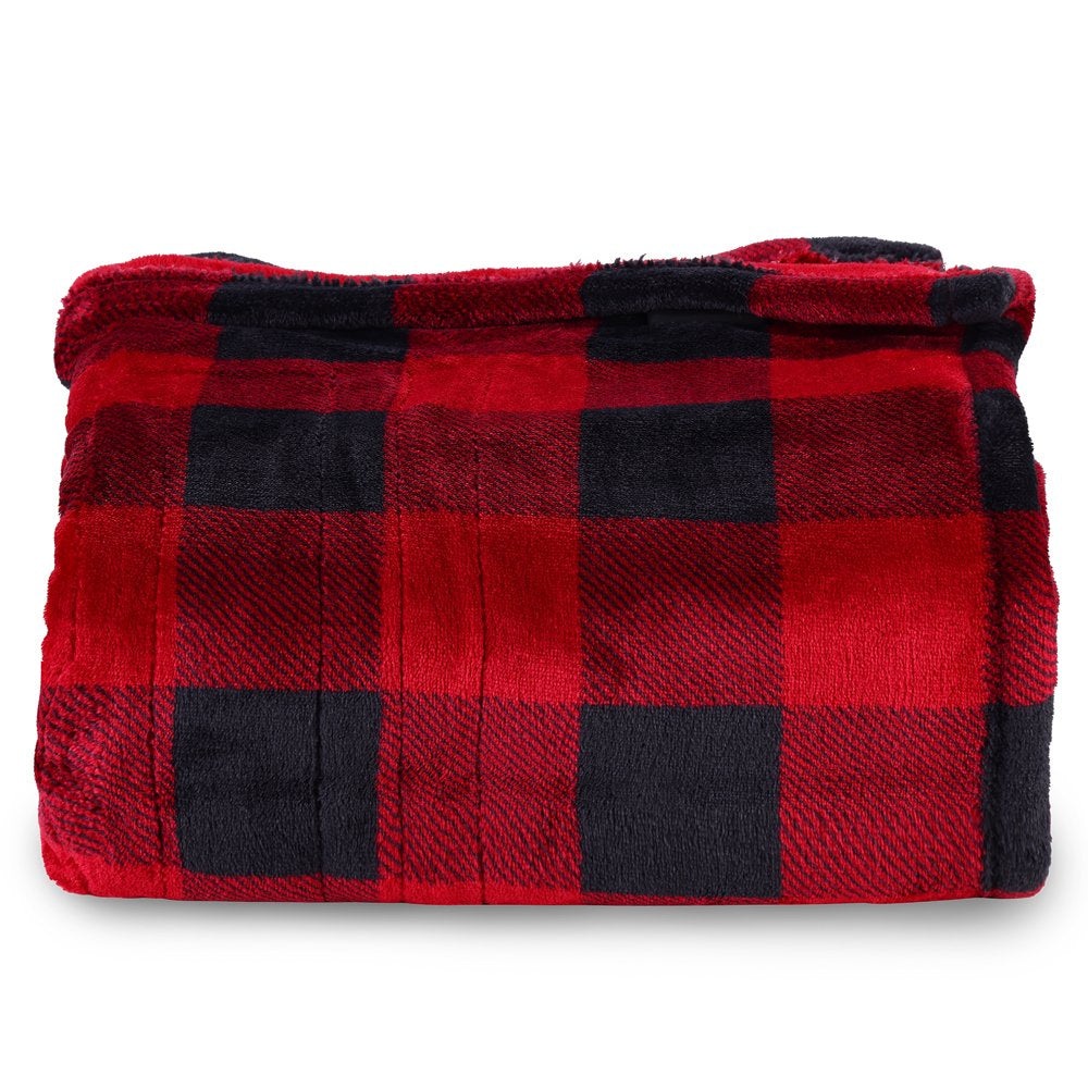 Royalcraft 50" X 60" Electric Blankets Heated Throw Soft Flannel Heating Blanket with 4 Hours Auto Off, 5 Years Warranty, ETL Certified, Machine Washable, Red & Black