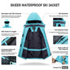 Skieer Women'S Waterproof Ski Jacket Windproof Rain Jacket Winter Warm Hooded Coat Light Blue Small