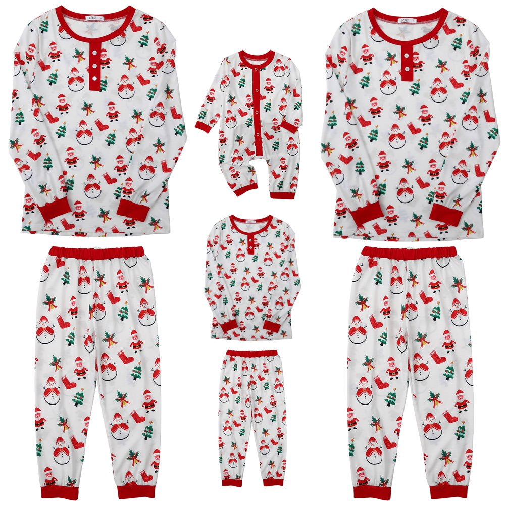 Baozhu Family Matching Sets Christmas Pajamas Dad Mom Kids Baby Xmas Snowman and Santa Claus Print Long Sleeve Home Wear