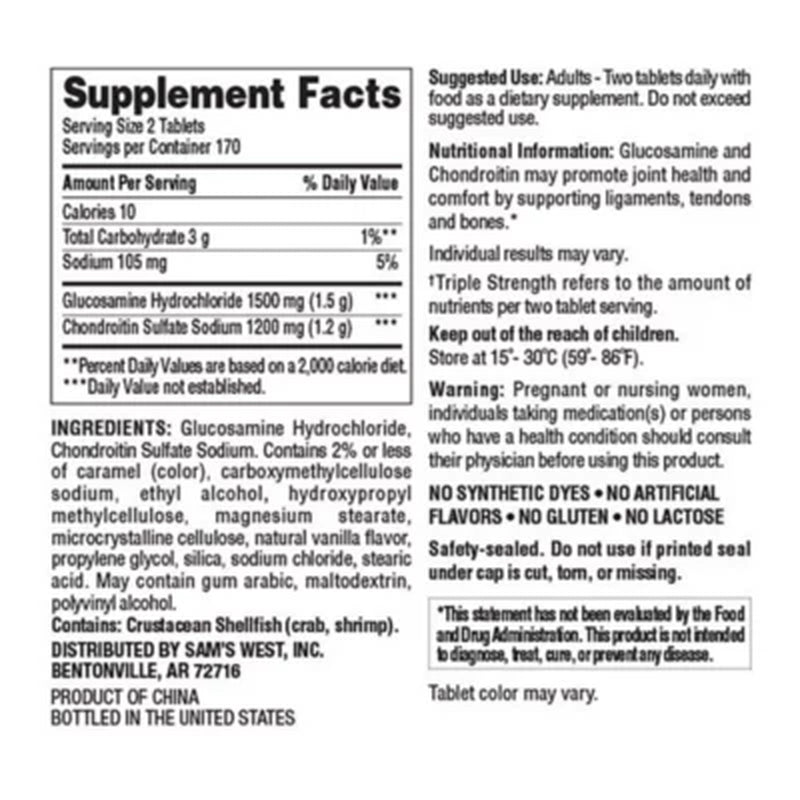 Member'S Mark Triple Strength Glucosamine Chondroitin (340 Ct.)