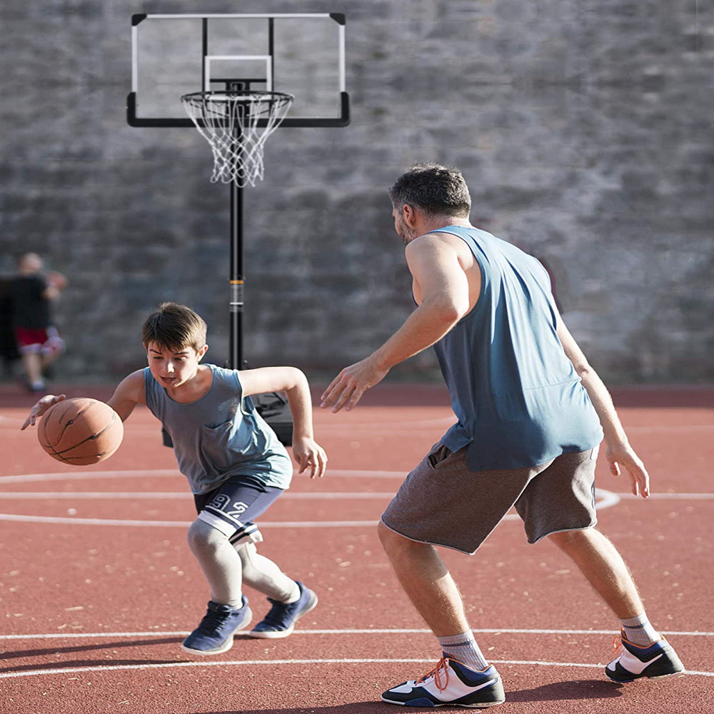 Portable Basketball Hoop Goal Basketball Hoop System Height Adjustable 7 Ft. 6 In. - 10 Ft. with 44 Inch Indoor Outdoor PVC Backboard Material