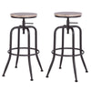 Homy Casa Adjustable Height Swivel Wood Style round Bar Stool, Set of 2, Oak