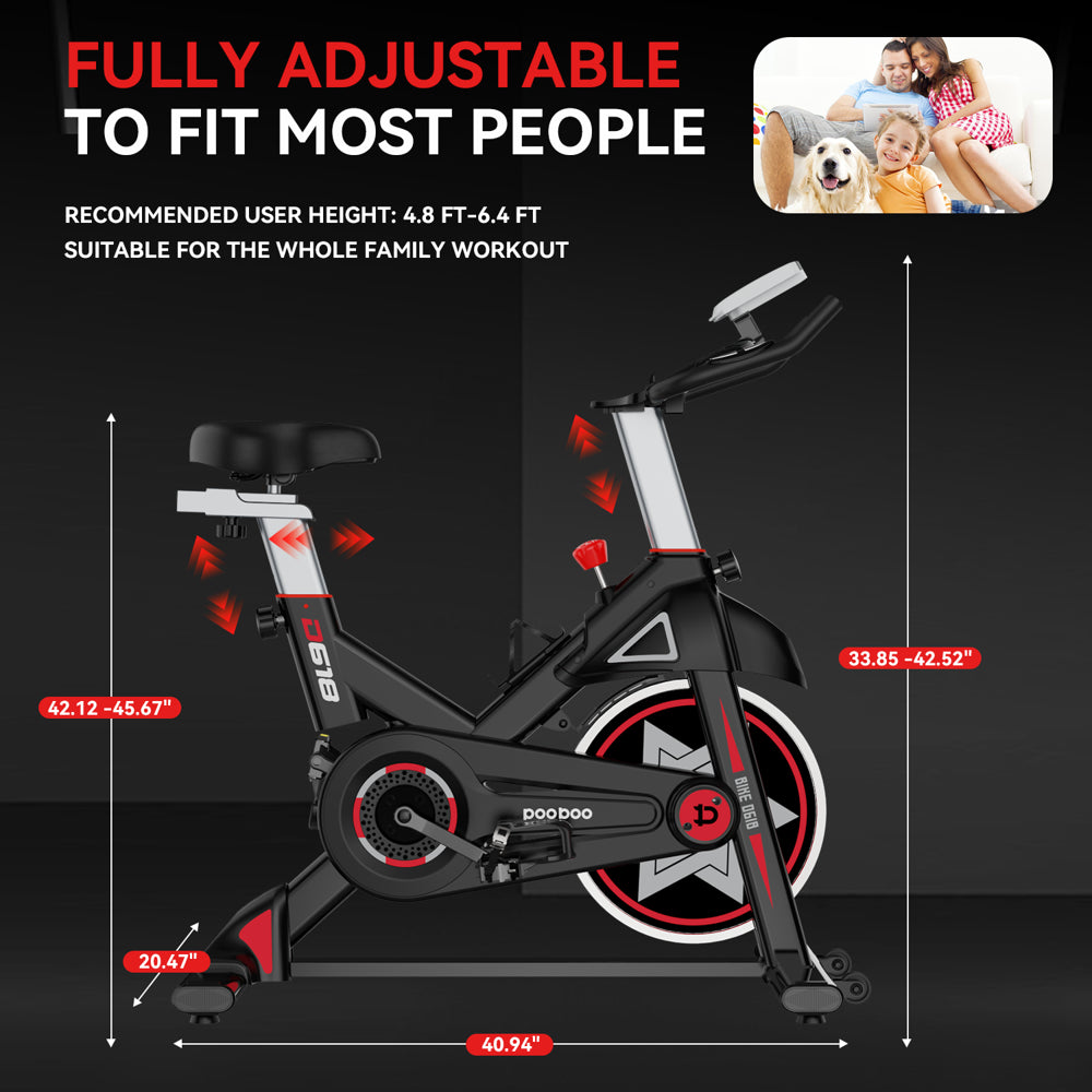 Pooboo Indoor Cycling Bike Magnetic Stationary Exercise Bikes Home Cardio Workout Bicycle Machine 350Lb Flywheel Weight 40Lbs