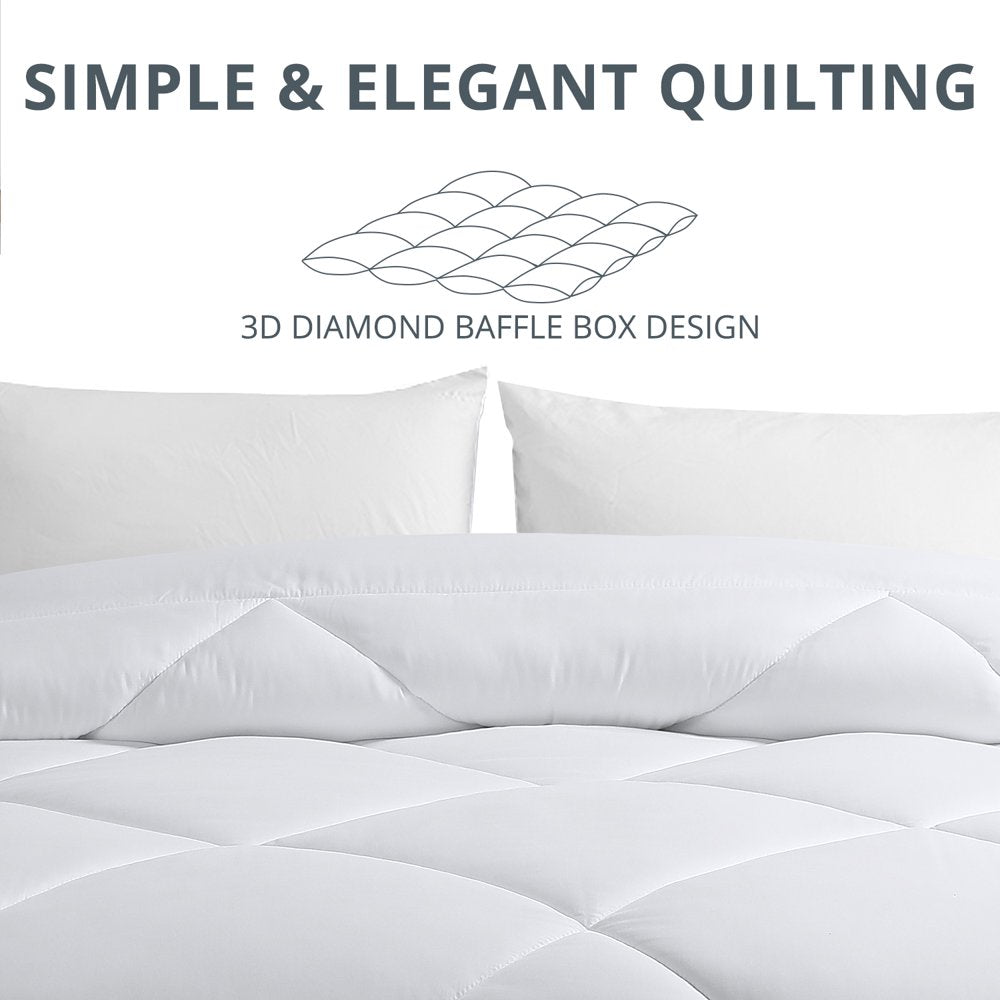 SOPAT All Season down Alternative Comforter Hotel Luxury Quilted Duvet Insert Cooling Washable Hypoallergenic Reversible Quilt - Queen,White