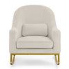 Modrn Glam Velvet Rocking Chair with Lumbar Pillow, Off-White/Satin Brass