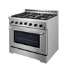 NXR Stainless Steel 36 In. Professional Style Dual Fuel Range with Convection Oven