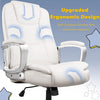 Home Office Chair, Comfortable Heavy Duty Design, Ergonomic High Back Cushion Lumbar Back Support, Computer Desk Chair, Big and Tall Chair, Adjustable Executive Leather Chair with Arms (White)