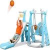 Ealing Toddlers Slide and Swing Set 4 in 1 Kids Freestanding Climber Slide Playset for Boys Girls with Basketball Hoop Extra Long Slide Easy Set up Baby Playset Indoor and Outdoor