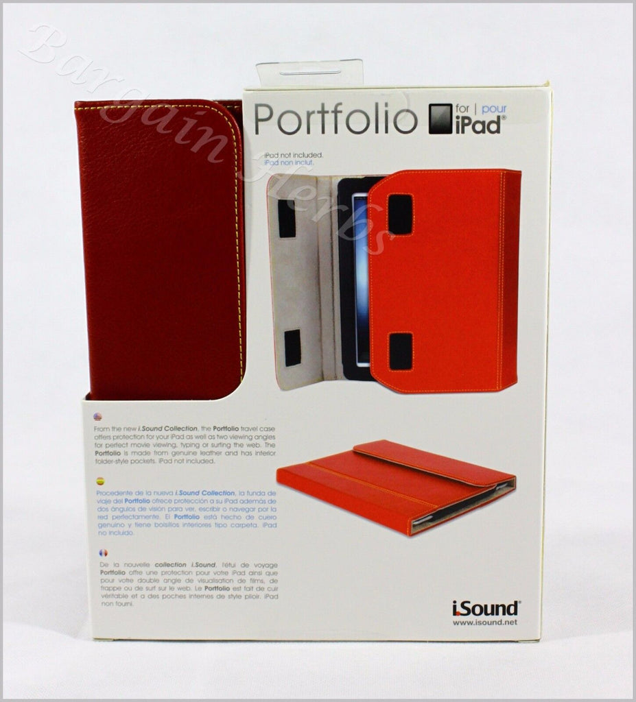 Isound New Genuine Leather Ipad And/Or Ipad Keyboard Portfolio Free Shipping Red