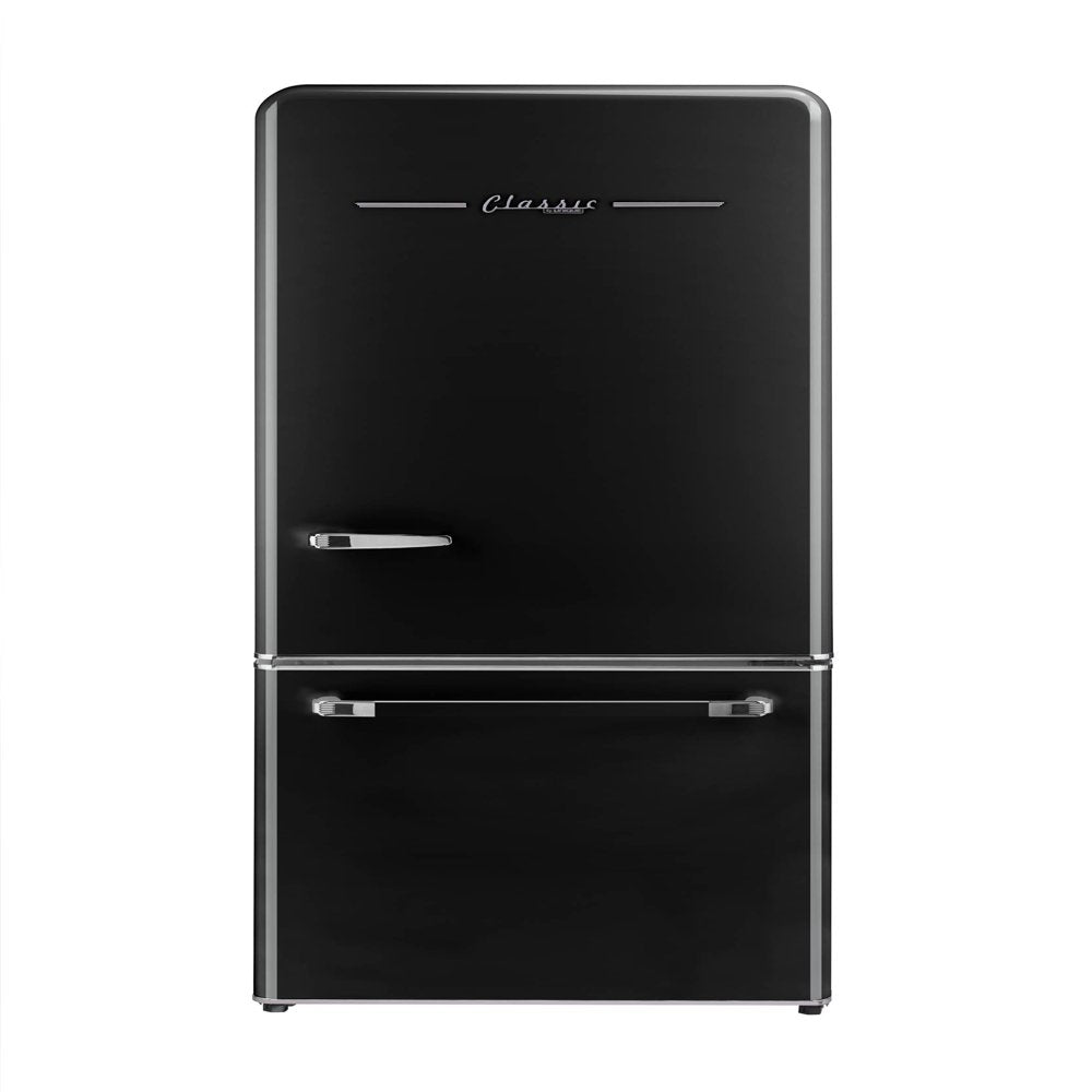 Unique Classic Retro 30" Frost Free 17.7 Cu/Ft Freestanding Bottom Freezer Refrigerator in Midnight Black, ENERGY STAR Certified