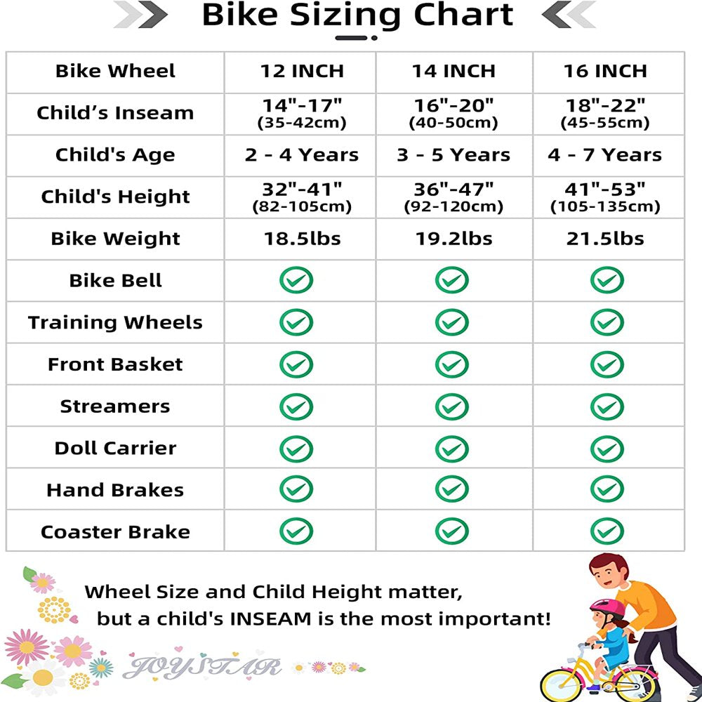 JOYSTAR Little Daisy 14 Inch Kids Bike for 3 4 5 Years Girls with Handbrake Children Princess Bicycle with Training Wheels Basket Streamer Toddler Cycle Bikes White