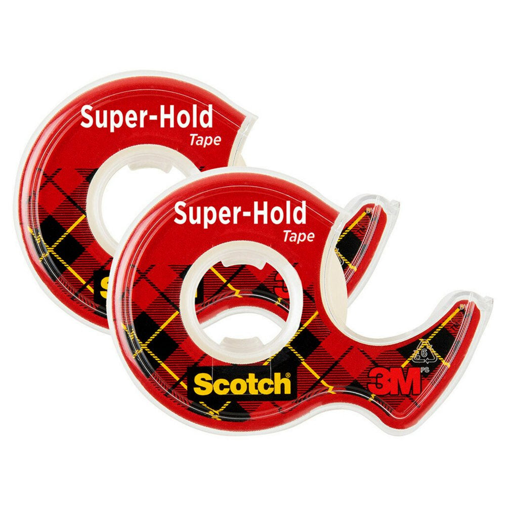 Scotch Super-Hold Tape Dispenser, 3/4In X 600In, 2 Dispensers