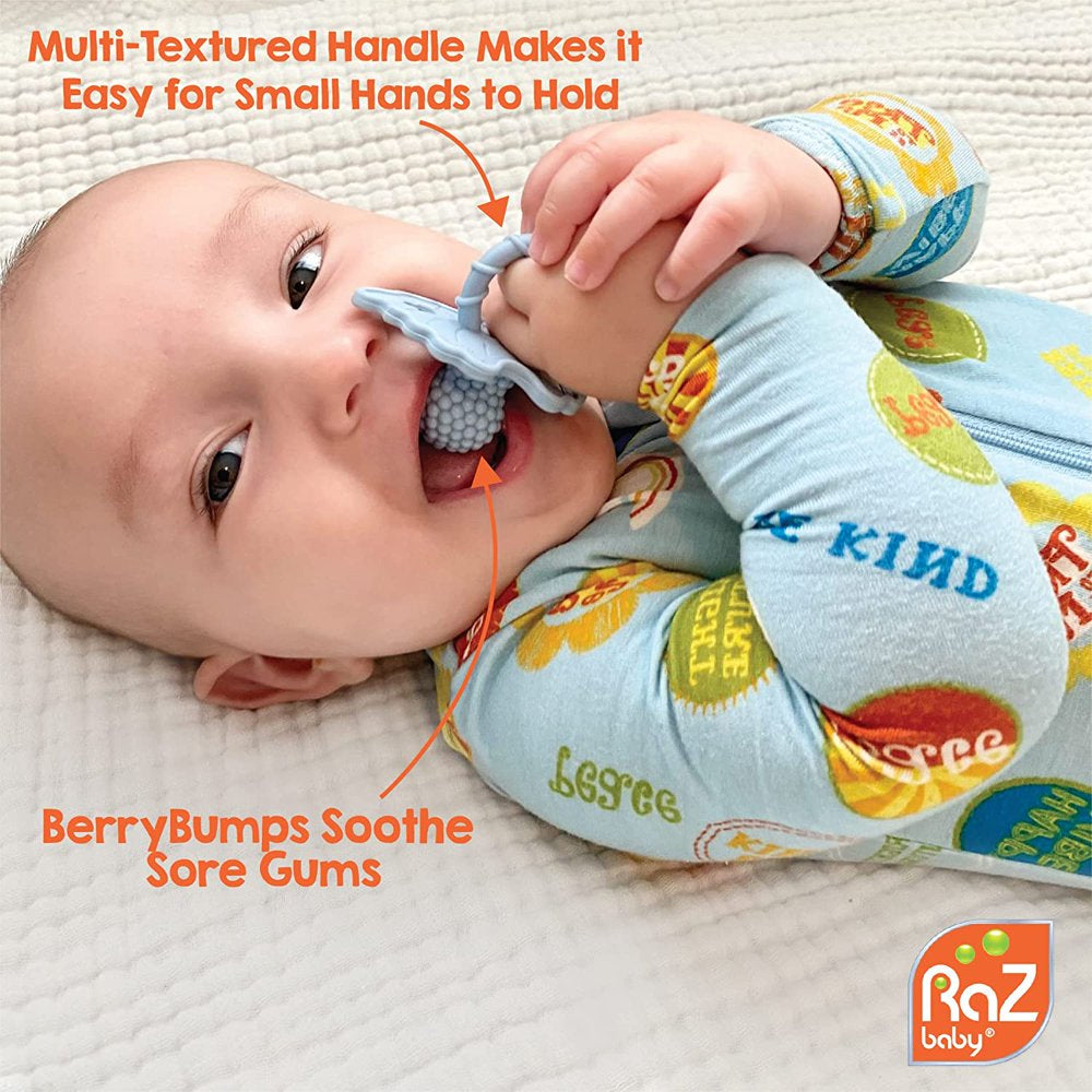 Razbaby Raz-Berry Silicone Teether/Multi-Texture Design/Hands Free Design/Red