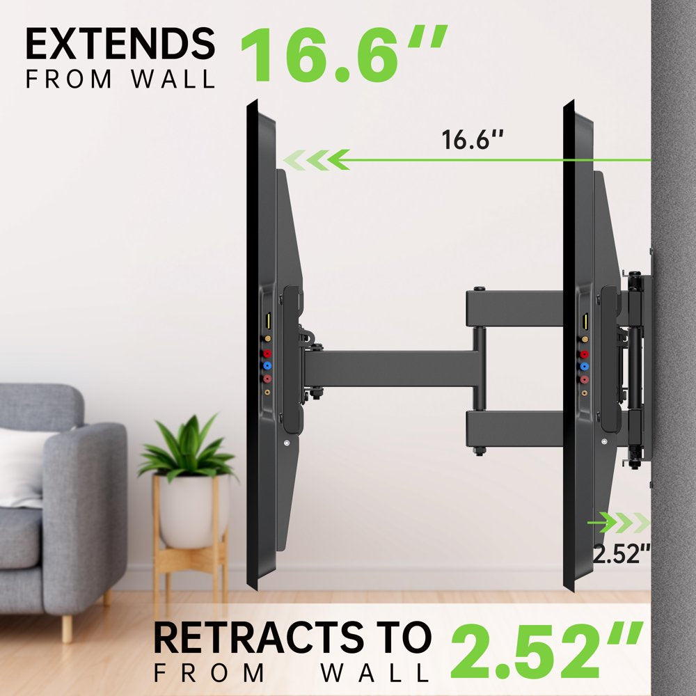 USX MOUNT Full Motion TV Wall Mount for 47-90 Inch Tvs Swivels Tilts Extension Leveling Hold up to 132Lb Max VESA 600X400Mm, 16" Wood Stud