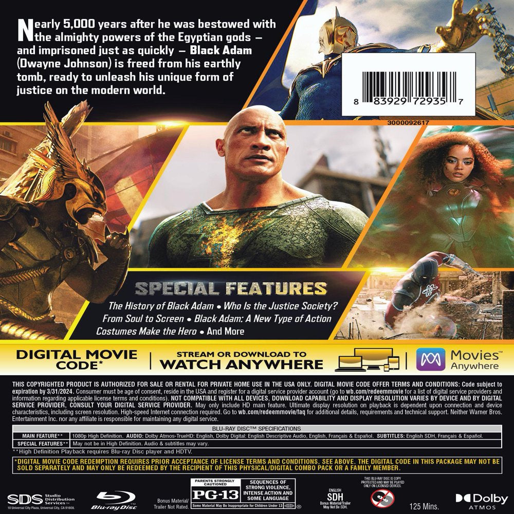 Black Adam (Blu-Ray + DVD + Digital Copy)