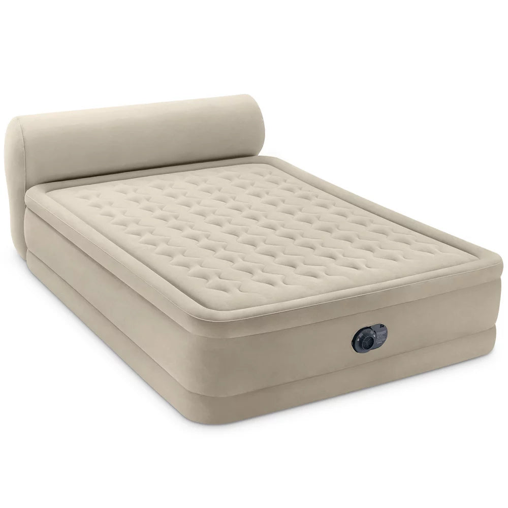 Intex Durabeam Headboard 18" Queen Air Mattress with Built-In Pump