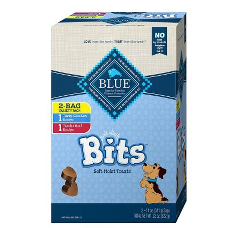 Blue Buffalo Blue Bits Soft-Moist Training Treats, Tasty Chicken Recipe & Tender Beef Recipe (11 Oz., 2 Ct.)