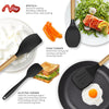 Oannao Silicone Cooking Utensils Kitchen Utensil Set - 446°F Heat Resistant,Turner Tongs,Spatula,Spoon,Brush,Whisk. Wooden Handles Black Kitchen Gadgets Tools Set for Non-Stick Cookware (BPA Free)