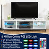 Hommpa LED TV Stand for 65" TV Modern Entertainment Center with LED Lights Media Console Cabinet with Open Glass Storage Shelves for Gaming Living Room