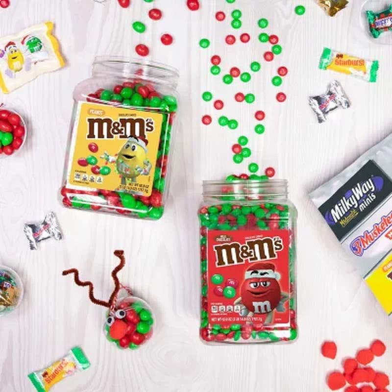 M&M'S Holiday Peanut Milk Chocolate Christmas Candy Resealable Jar (62 Oz.)