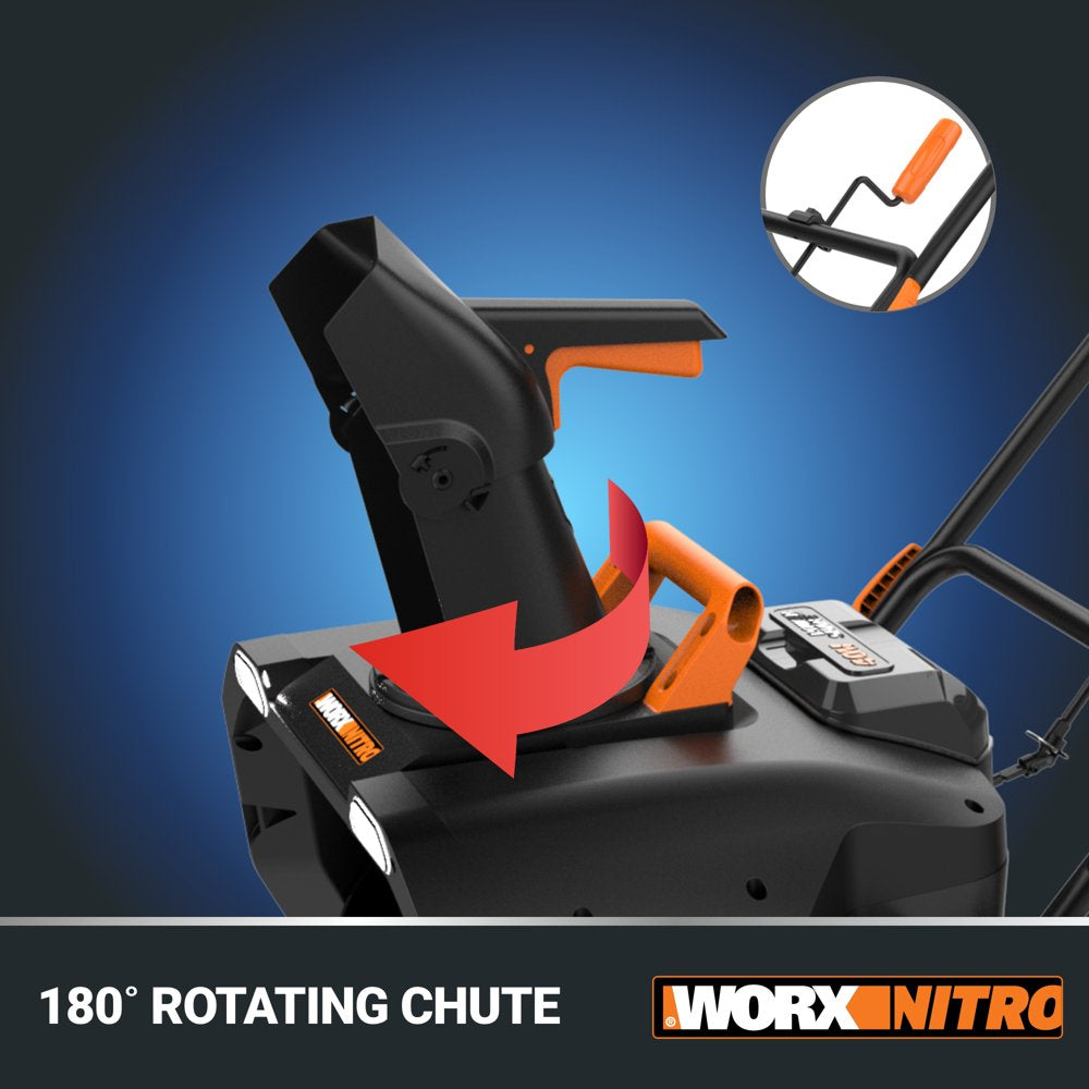 Worx WO7131.1 40V Power Share 20" Cordless Snow Blower with Brushless Motor (4 Batteries & Charger Included)