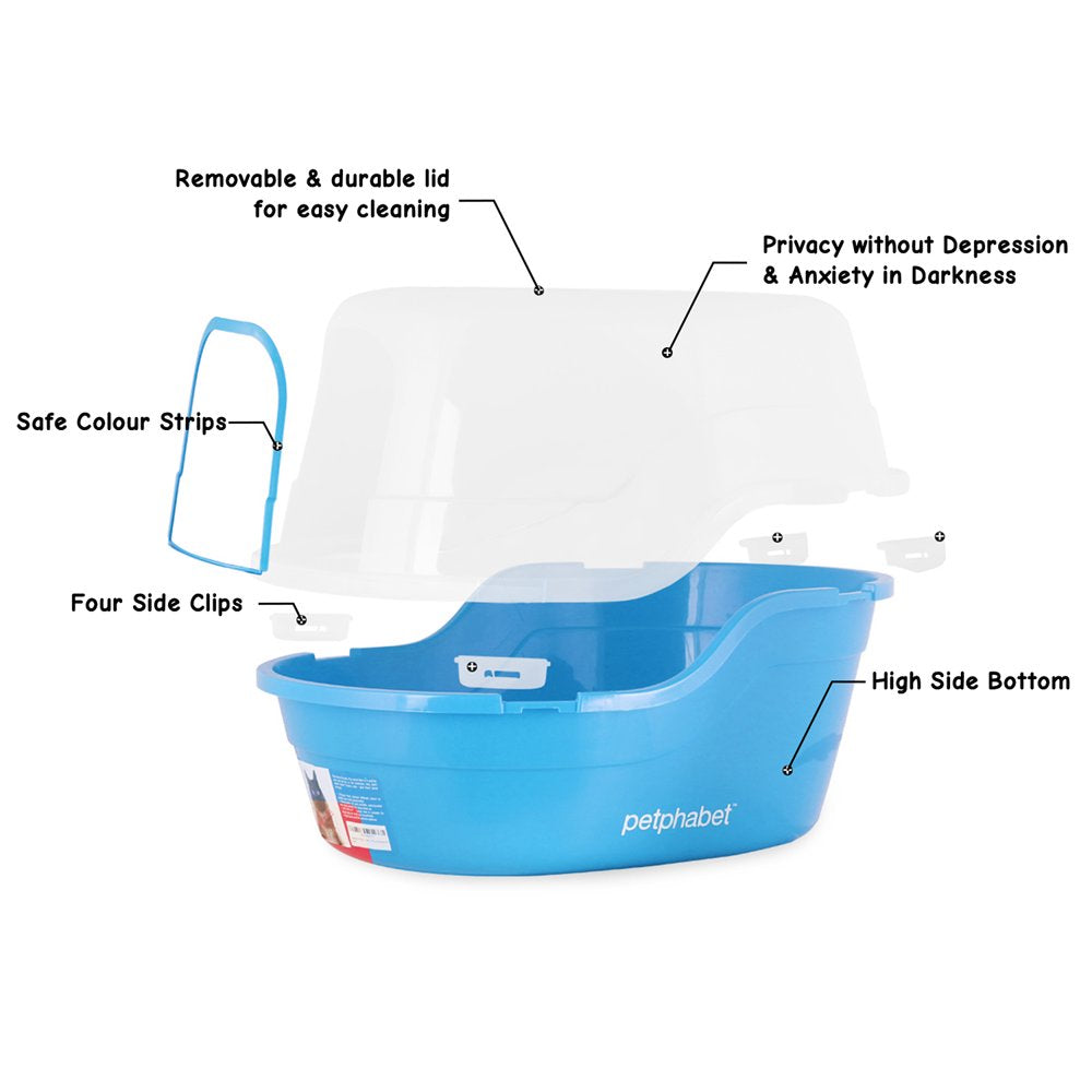 Petfamily Extra Large Cat Litter Box, Color Blue, Jumbo Hooded, 24.8 X 20 X 16.5 In